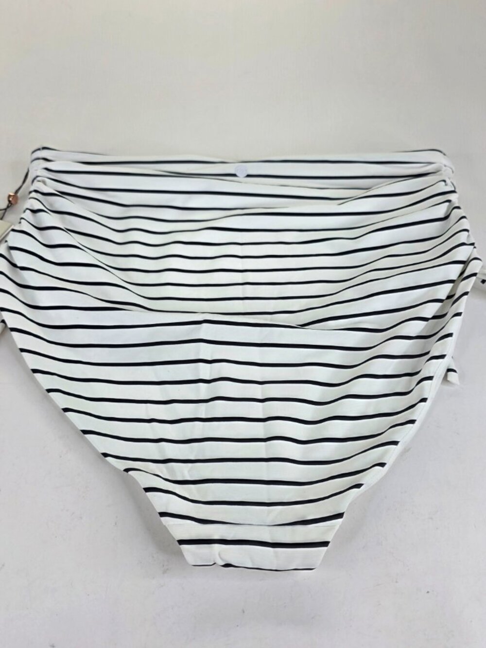 CALIA High Waisted Ruched Side Tie Swim Bottoms Coastal Stripe Tummy Control - Picture 6 of 15